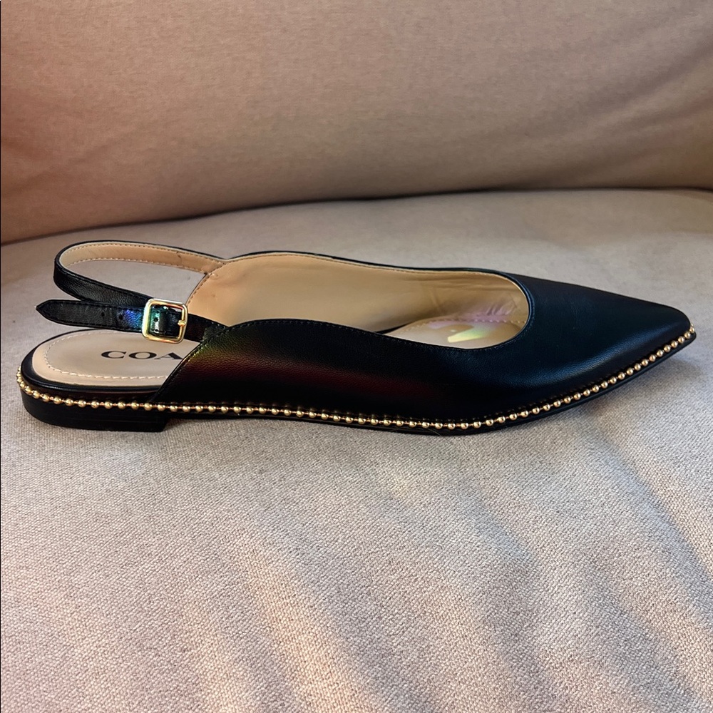 Coach Black Pointed Slingback Heels - Picture 3 of 5